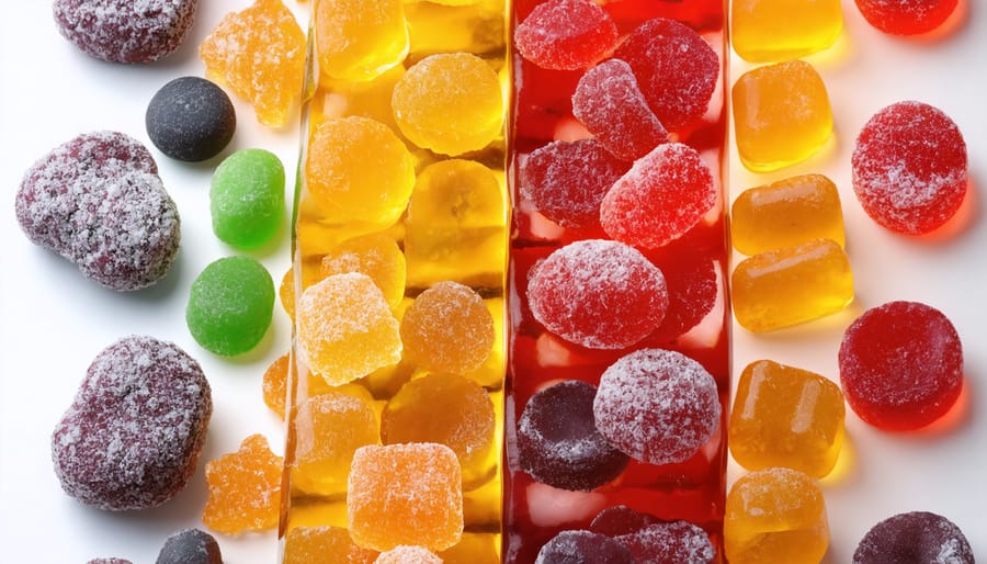 Colorful freeze-dried candy assortment displaying different shapes and flavors